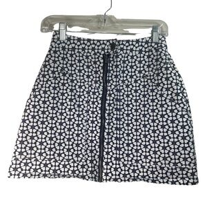 Rebecca Minkoff Navy and White Geometric Mini Skirt